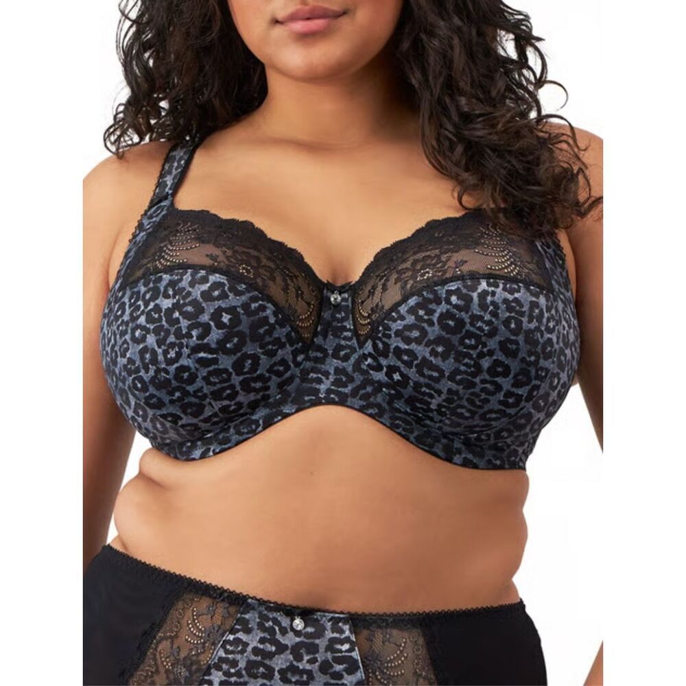 Elomi NWT Morgan Stretch Lace Banded Underwire Full Figure Bra Snow Leopard 44G